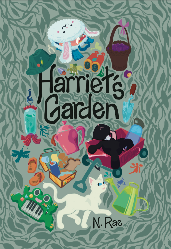 Image of the front cover of Harriet's Garden by N. Rae. A novel about lucid dreaming, journeying, and imagination.